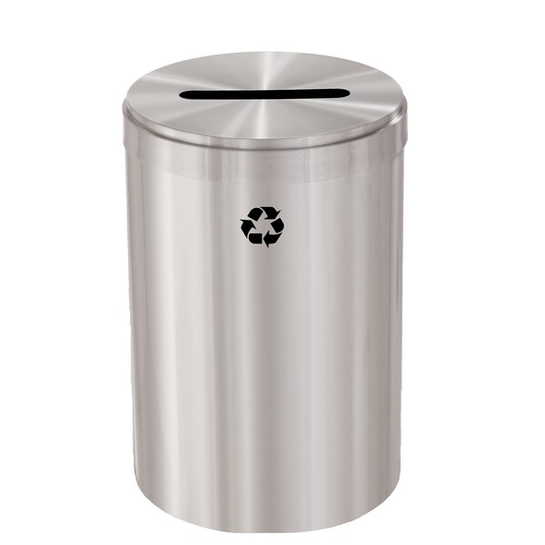 Glaro 41 gal Round Recycling Bin, Satin Aluminum - P-2042SA-SA-P1