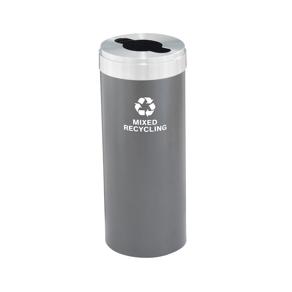 Glaro 15 gal Round Recycling Bin, Silver Vein/Satin Aluminum - M-1242SV-SA-M3