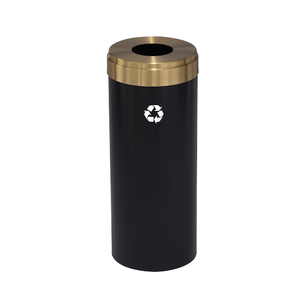 Glaro 12 gal Round Recycling Bin, Satin Black/Satin Brass - B-1232BK-BE-B1