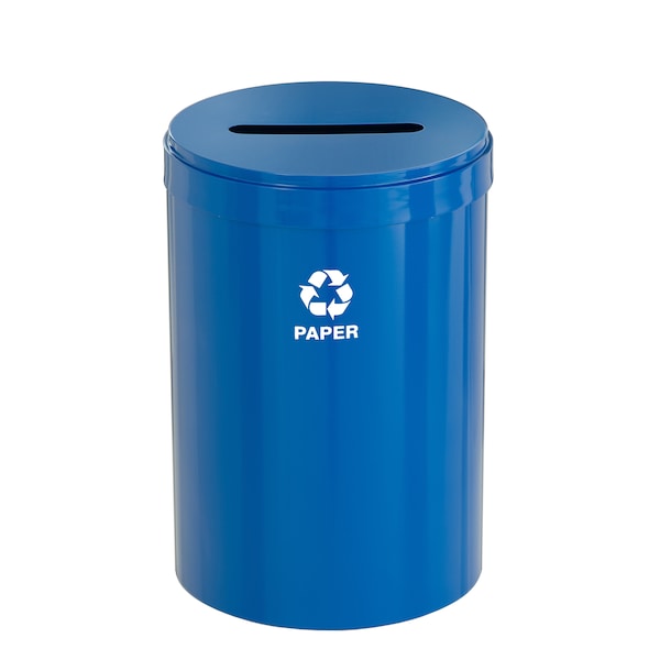 Glaro 33 gal Round Recycling Bin, Blue - P-2032BL-BL-P2
