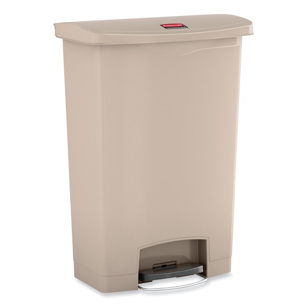 Rubbermaid Commercial 24 gal Rectangular Prism Trash Can, Beige, Top Door, Polyethylene - 1883552