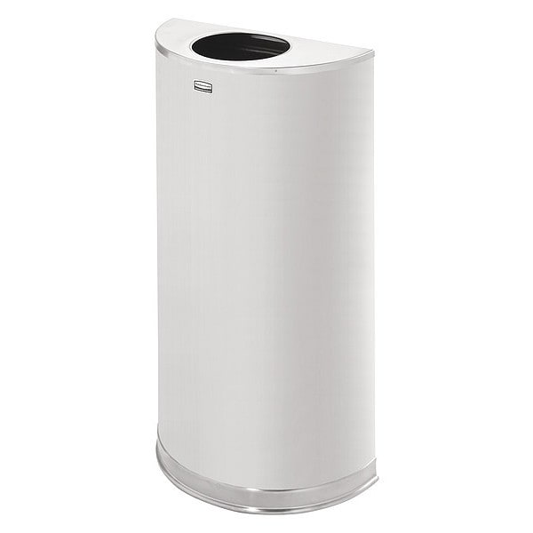 Rubbermaid Commercial 12 gal Half-Round Trash Can, Stainless Steel, 17 1/2 in Dia, Open Top, Stainless Steel - FGSO12SSSPL