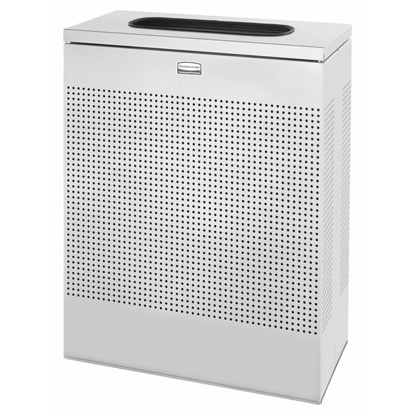 Rubbermaid Commercial 22-1/2 gal Rectangular Trash Can, Silver Metallic, 12 in Dia, Open Top, Steel, Rigid Plastic - FGSR18EPLSM