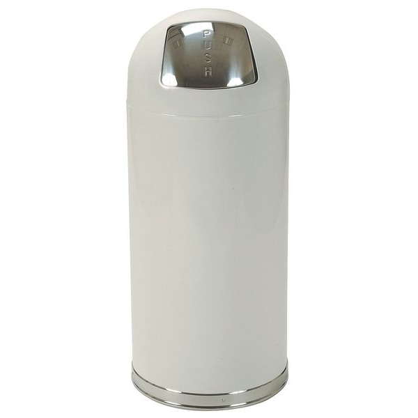Zoro Select 15 gal Round Trash Can, White, 15 1/4 in Dia, Swing, Steel - 4PGG1