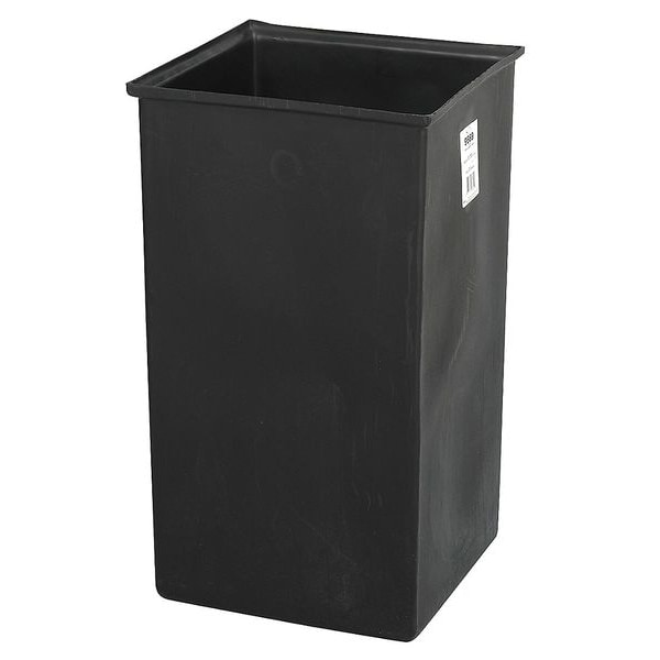 Safco 36 gal Square Trash Can, Black, 17" Dia, Rigid Plastic - 9669
