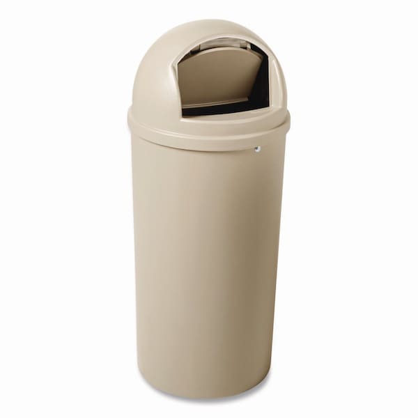 Rubbermaid Commercial 15 gal Round Trash Can, Beige, Side Door, Polyethylene - FG816088BEIG