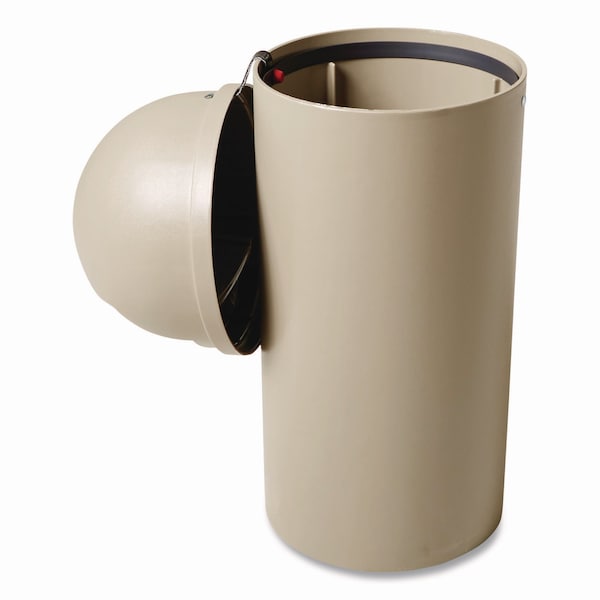 Rubbermaid Commercial 15 gal Round Trash Can, Beige, Side Door, Polyethylene - FG816088BEIG