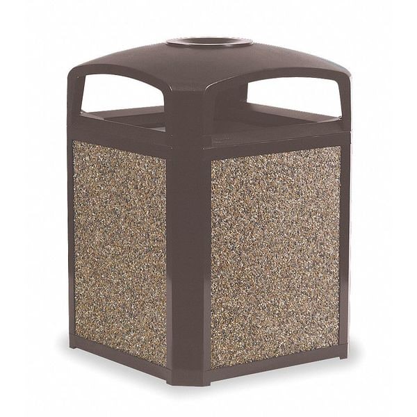 Rubbermaid Commercial 35 gal Square Trash Can, Sable, 26 in Dia, Open Top, Plastic - FG397001SBLE