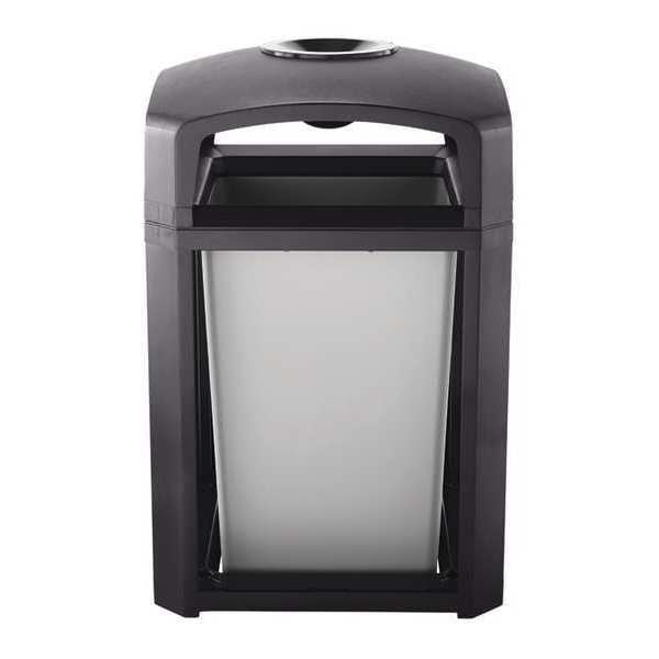 Rubbermaid Commercial 35 gal Square Trash Can, Sable, 26 in Dia, Open Top, Plastic - FG397001SBLE