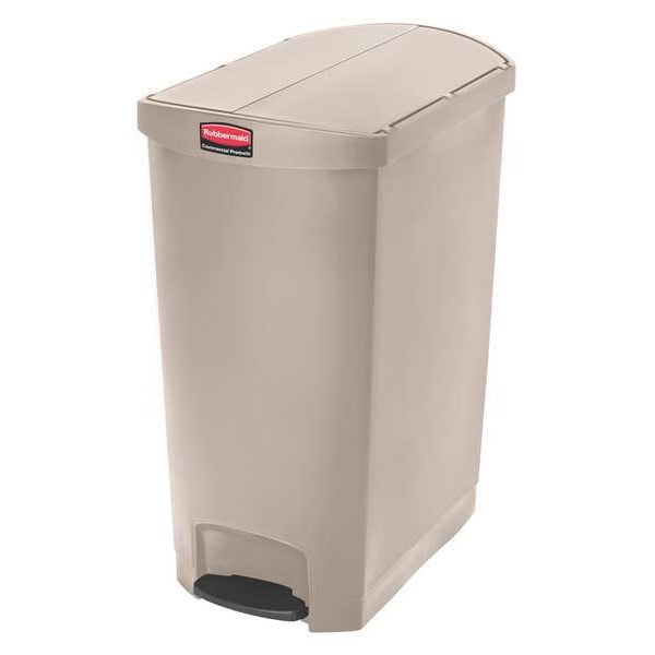 Rubbermaid Commercial 24 gal Rectangular Trash Can, Beige, 15 3/4 in Dia, Step-On, Plastic - 1883553