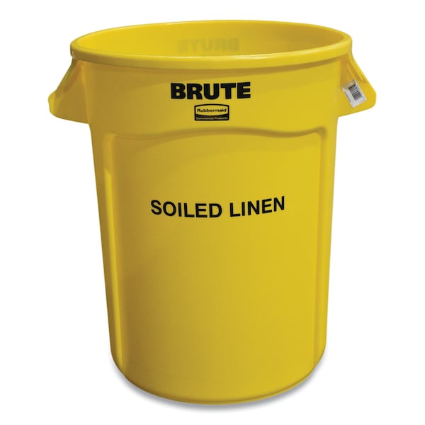Rubbermaid Commercial 32 gal Round Cylinder Waste Receptacles, Yellow, Open Top, Plastic - FG263294YEL
