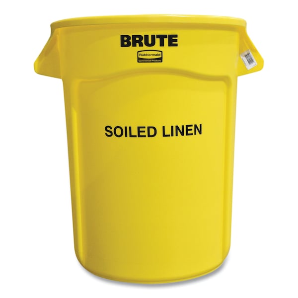 Rubbermaid Commercial 32 gal Round Cylinder Waste Receptacles, Yellow, Open Top, Plastic - FG263294YEL