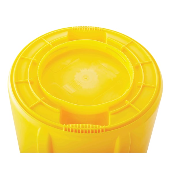 Rubbermaid Commercial 32 gal Round Cylinder Waste Receptacles, Yellow, Open Top, Plastic - FG263294YEL