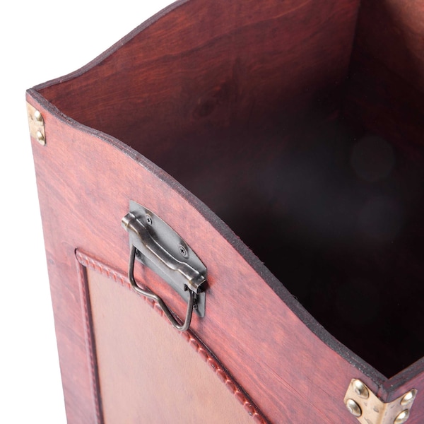 Vintiquewise Trash Can, Brown, Wood - QI003045