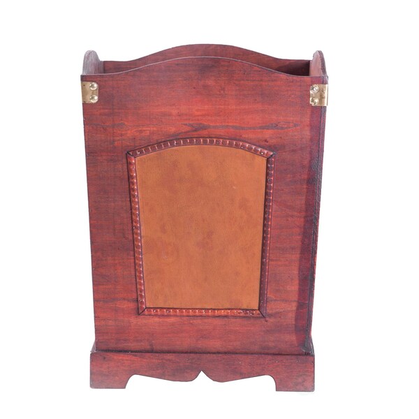 Vintiquewise Trash Can, Brown, Wood - QI003045