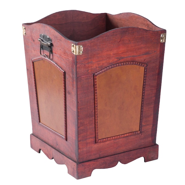 Vintiquewise Trash Can, Brown, Wood - QI003045