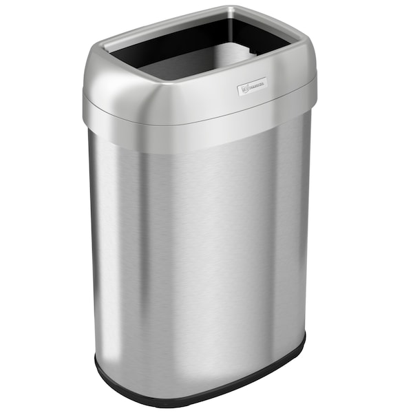 Hls Commercial 13 gal Oval Trash Can, Silver, Stainless Steel - HLS13STV