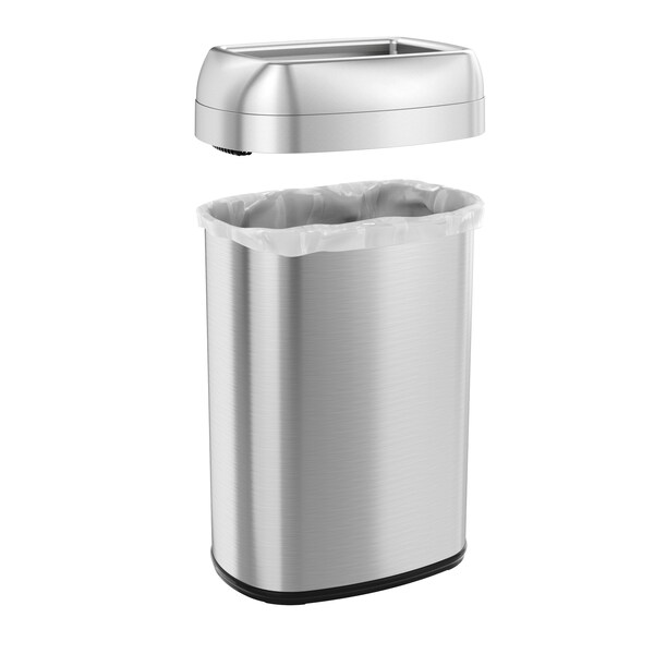 Hls Commercial 13 gal Oval Trash Can, Silver, Stainless Steel - HLS13STV