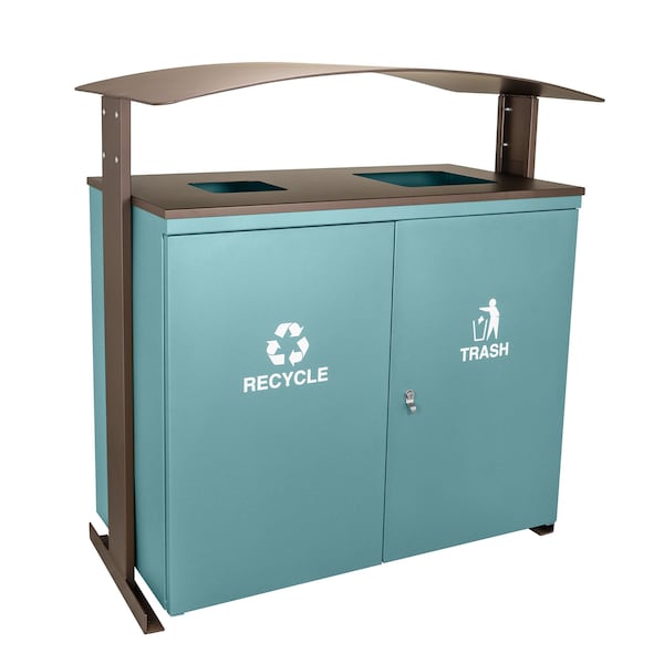 Ex-Cell Kaiser 90-Gal. Outdoor Receptacle - Steel, Malachite & Bronze Trim - RGU-3645 MAL/BRZX