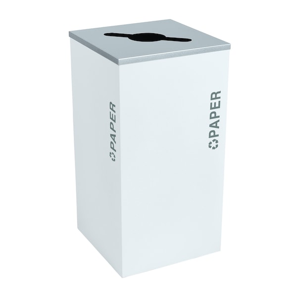 Ex-Cell Kaiser 24-Gal. Square Receptacle - Paper Decals, Steel, White Gloss - RC-KDSQ-P BT-WHT