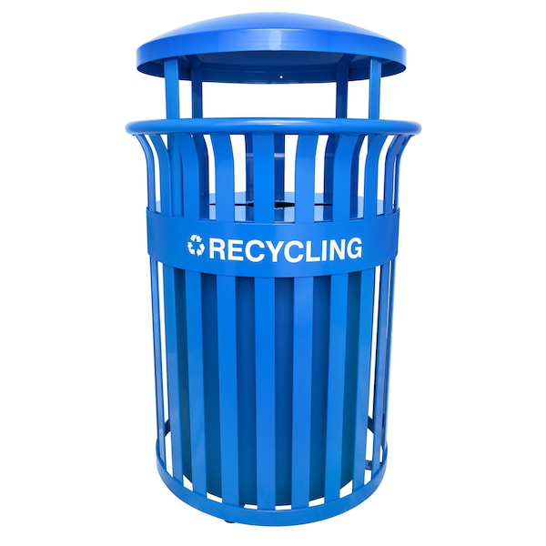 Ex-Cell Kaiser 37-Gal. Receptacle W/ Canopy - Recycle Blue - RC-SCD2633 RBL