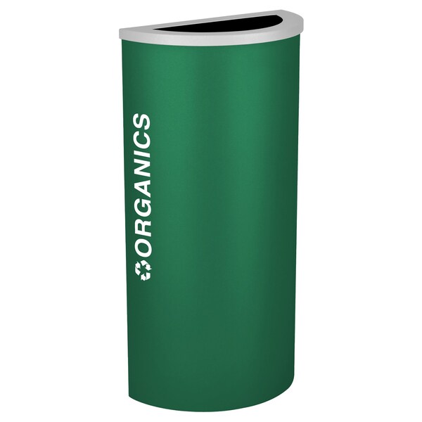 Ex-Cell Kaiser 8-Gal. Half-Round Receptacle - Organics decal, Green - RC-KDHR-O EGX
