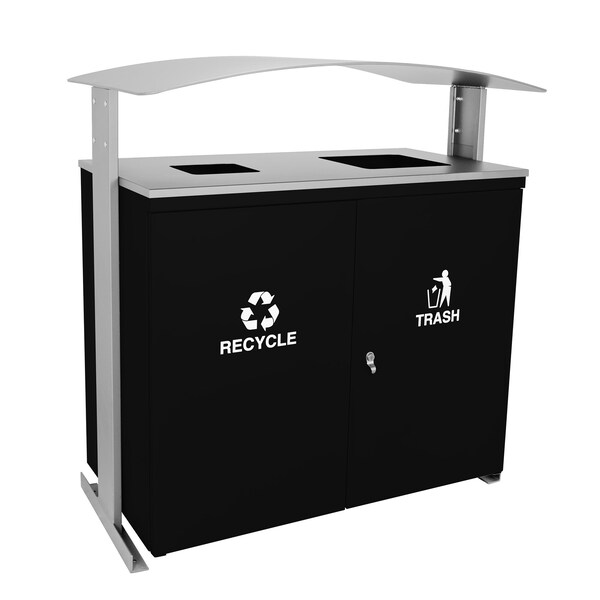 Ex-Cell Kaiser 90-Gal. Outdoor Receptacle - Steel, Black & Hammered Grey Trim - RGU-3645 BLK/HMGX