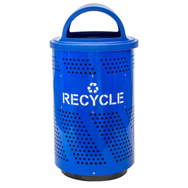 Ex-Cell Kaiser Arena-Perforated Outdoor 51-Gal. Recycling Receptacle, Blue Gloss - ARENA-X51 R RBL