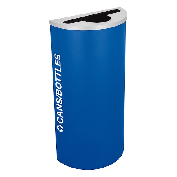 Ex-Cell Kaiser 8-Gal. Half-Round Receptacle - Cans/Bottles decal, Blue - RC-KDHR-C RYX