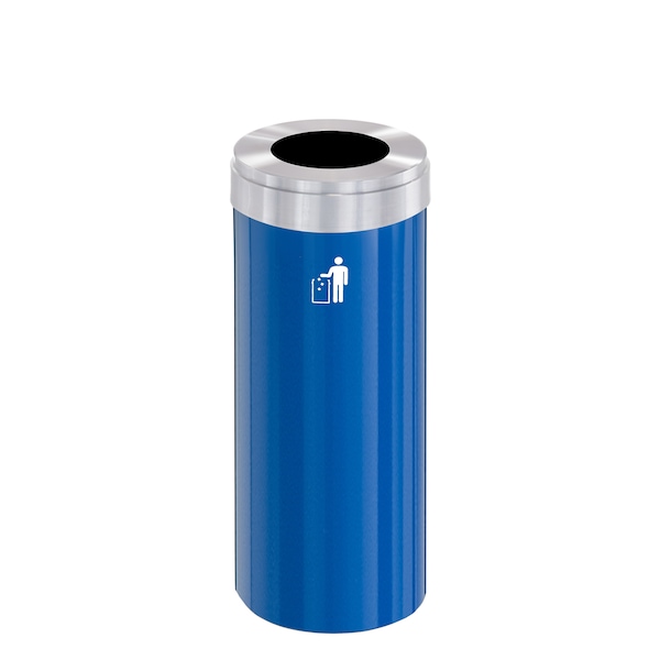 Glaro 12 gal Trash Can, Blue/Satin Aluminum - W-1232BL-SA-W1