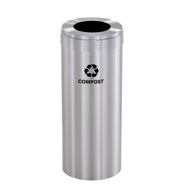 Glaro 15 gal Trash Can, Satin Aluminum - W-1242SA-SA-W6RL