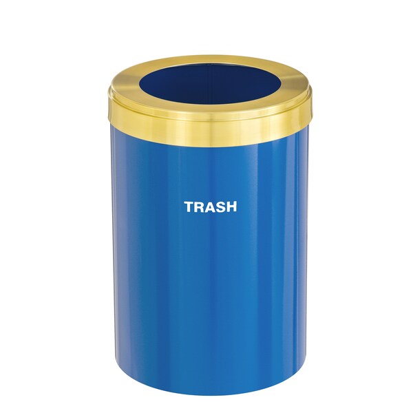 Glaro 41 gal Trash Can, Blue/Satin Brass - W-2042BL-BE-W5