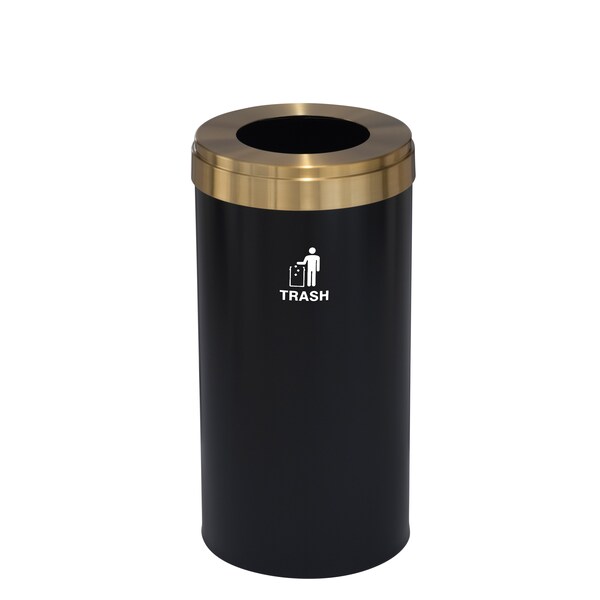 Glaro 23 gal Trash Can, Satin Black/Satin Brass - W-1542BK-BE-W3