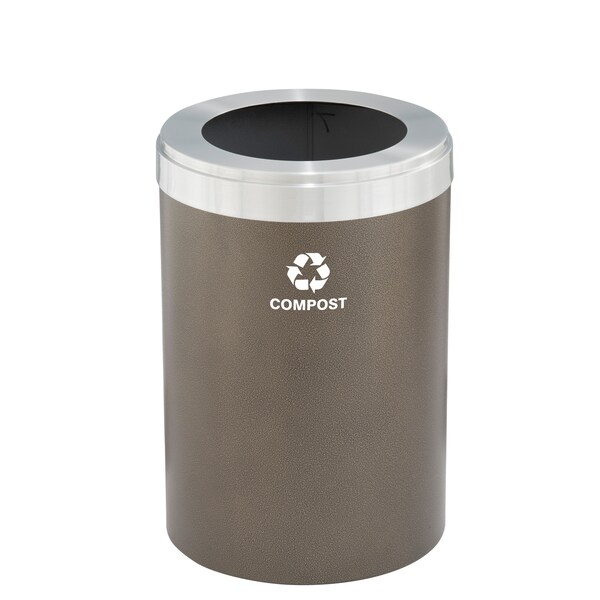Glaro 16 gal Trash Can, Bronze Vein/Satin Aluminum - W-2032BV-SA-W6RL