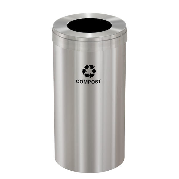 Glaro 16 gal Trash Can, Satin Aluminum - W-1532SA-SA-W6RL