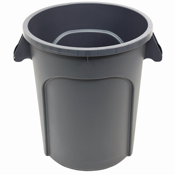 Impact Products 20 gal Round Cylinder Trash Can, Gray, Open Top, Low Density Polyethylene - GC200103