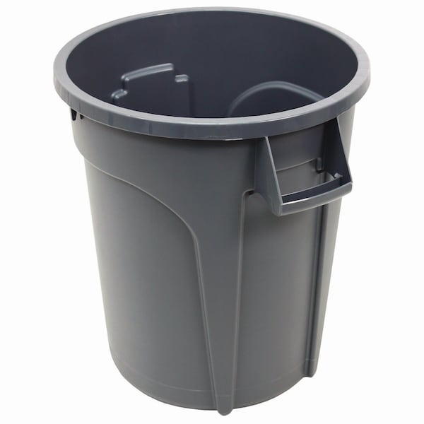 Impact Products 20 gal Round Cylinder Trash Can, Gray, Open Top, Low Density Polyethylene - GC200103