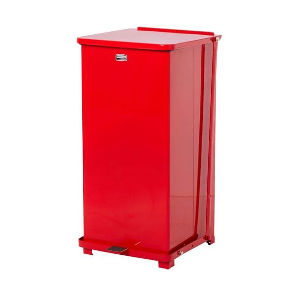 Rubbermaid Commercial 24 gal Square Step Can, Red, 16 3/4 in Dia, Step-On, Steel, Rigid Plastic - FGST24EPLRD