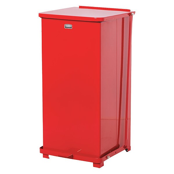 Rubbermaid Commercial 24 gal Square Step Can, Red, 16 3/4 in Dia, Step-On, Steel, Rigid Plastic - FGST24EPLRD