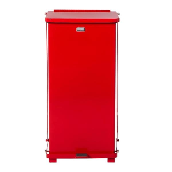 Rubbermaid Commercial 24 gal Square Step Can, Red, 16 3/4 in Dia, Step-On, Steel, Rigid Plastic - FGST24EPLRD
