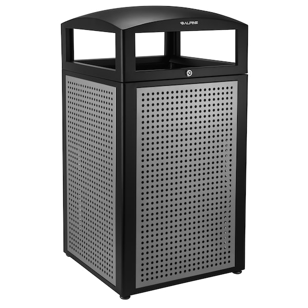 Alpine Industries 40 Gal. All-Weather Outdoor Commercial Trash Can with Lid - 471-40-SIL