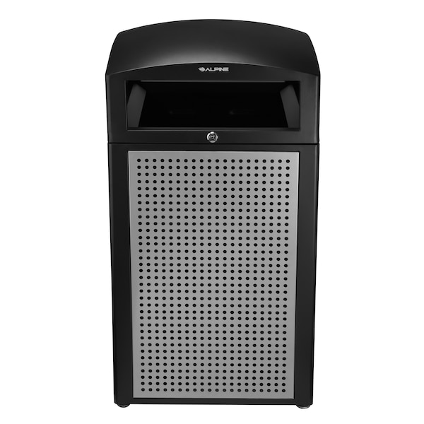 Alpine Industries 40 Gal. All-Weather Outdoor Commercial Trash Can with Lid - 471-40-SIL