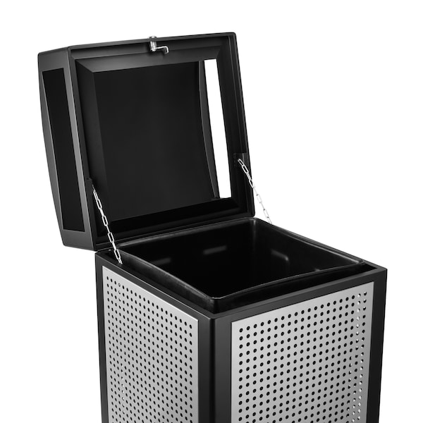 Alpine Industries 40 Gal. All-Weather Outdoor Commercial Trash Can with Lid - 471-40-SIL