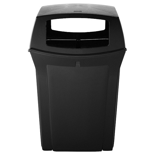 Rubbermaid Commercial 45 gal Square Trash Can, Black, 24 3/4 in Dia, Open Top, Plastic - FG917388BLA