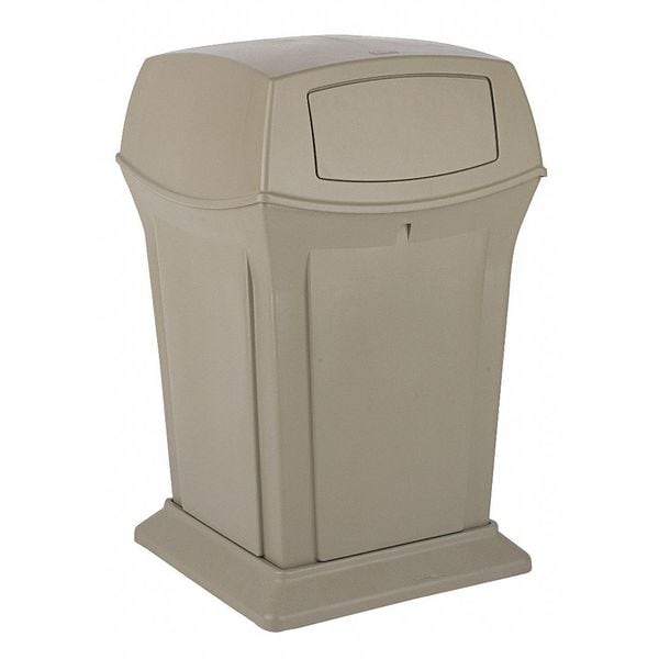 Rubbermaid Commercial 45 gal Square Trash Can, Black, 24 3/4 in Dia, Open Top, Plastic - FG917388BLA