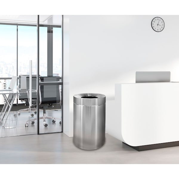 Alpine Industries 50 gal Trash Can, Silver, Stainless Steel - 475-50