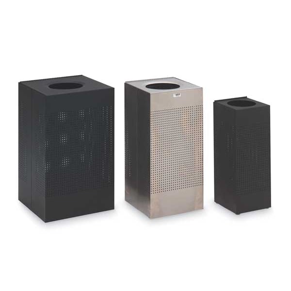 Rubbermaid Commercial 12 gal Half-Round Trash Can, Textured Black, 17 1/2 in Dia, Open Top, Steel, Rigid Plastic - FGSH12EPLTBK