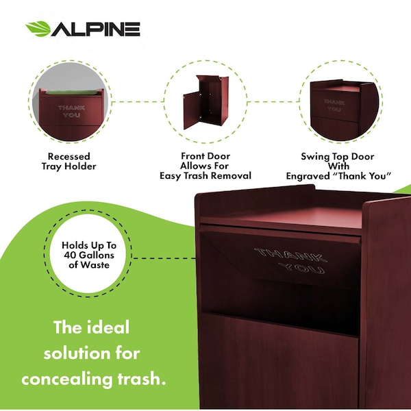 Alpine Industries Trash Can, Mahogny, MFC Melamine - ALP476-MA