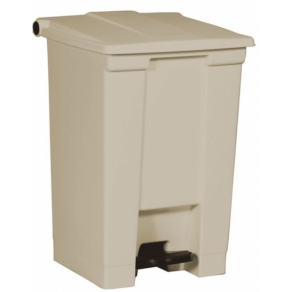 Rubbermaid Commercial 12 gal Rectangular Trash Can, Beige, 16 1/4 in Dia, Step-On, HDPE Base/Polypropylene Lid - FG614400BEIG