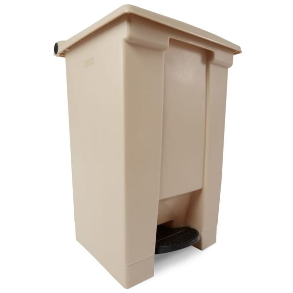 Rubbermaid Commercial 12 gal Rectangular Trash Can, Beige, 16 1/4 in Dia, Step-On, HDPE Base/Polypropylene Lid - FG614400BEIG